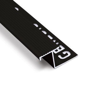 NLT225.17 - Genesis Tile-In Aluminium Outdoor Step Edge Profile - 22.5mm - Matt Black